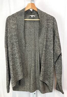 LISA TODD Cotton Cashmere Cocoon Cardigan Sweater Size M Open Front Tan Gray